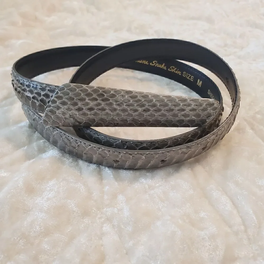 Vintage Women's Genuine snake skin Belt Size‎ Medium Gray by SHEKA